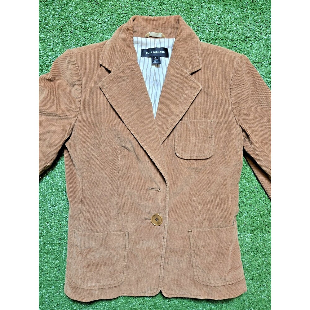 Club Monaco Corduroy Blazer Jacket – Brown – Women’s Size 0 – Peak Lapel
